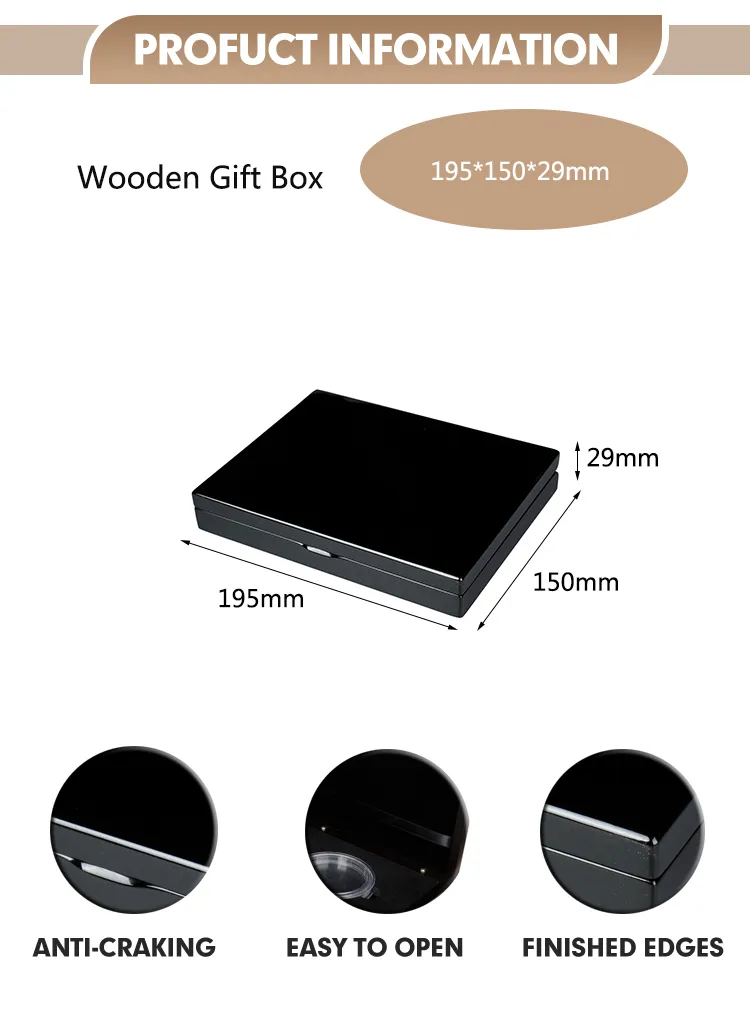 Elegant Solid Wood Black Coin Collector's Display Box