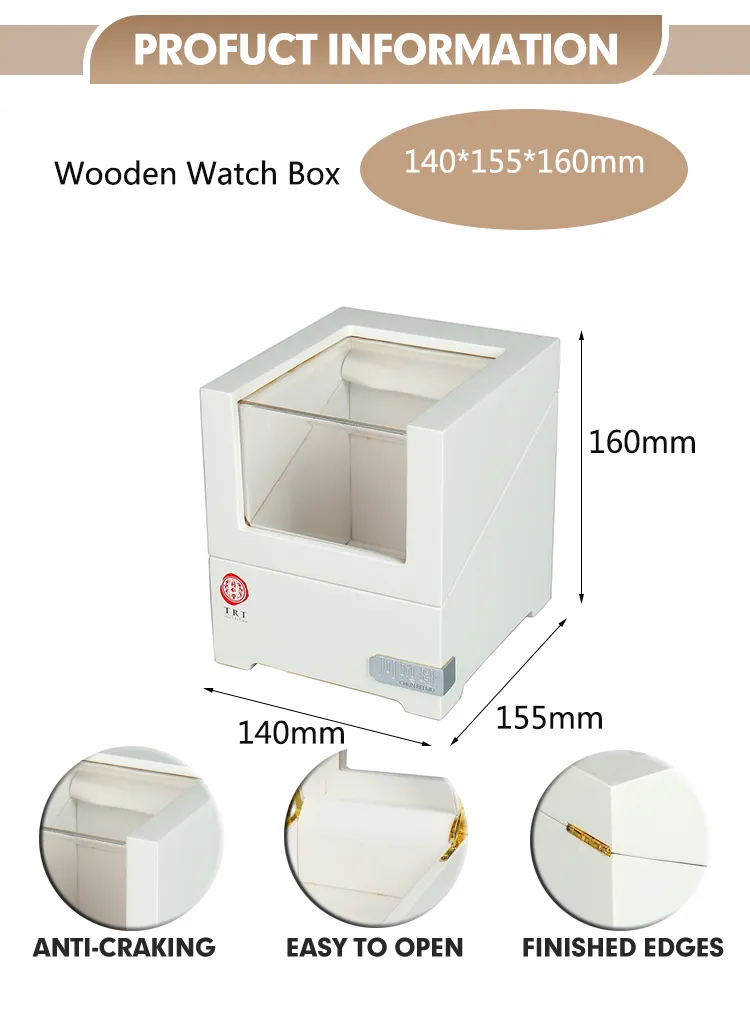 Mini Wooden Single Watch Winder Box Automatic Winding Display Case Box