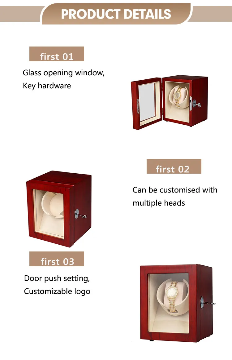 Luxury Wooden Watch Storage Box with Silent Motor Rotation