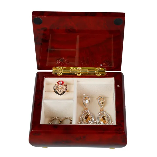 Luxury Custom Logo Popular Wooden Jewelry Packaging Case Wooden Leather with Drawer Storage Gift Jewelry Box in Stock