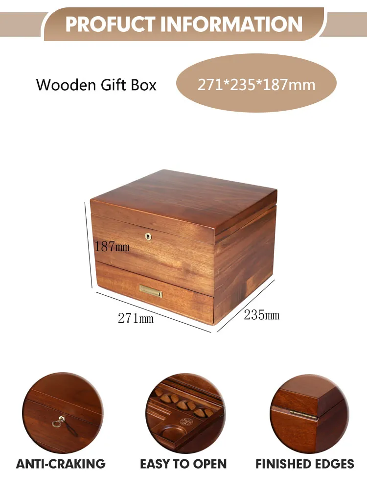 Custom Printed Luxury Wooden Box for Gifts and Presents