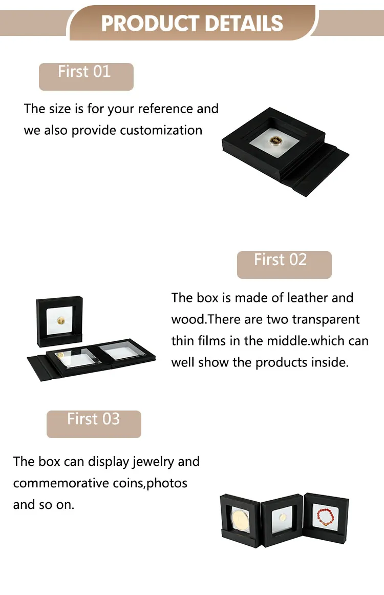 OEM Custom Gold Silver Commemorative Coin Display Boxes Luxury High Quality Wood Coin Box