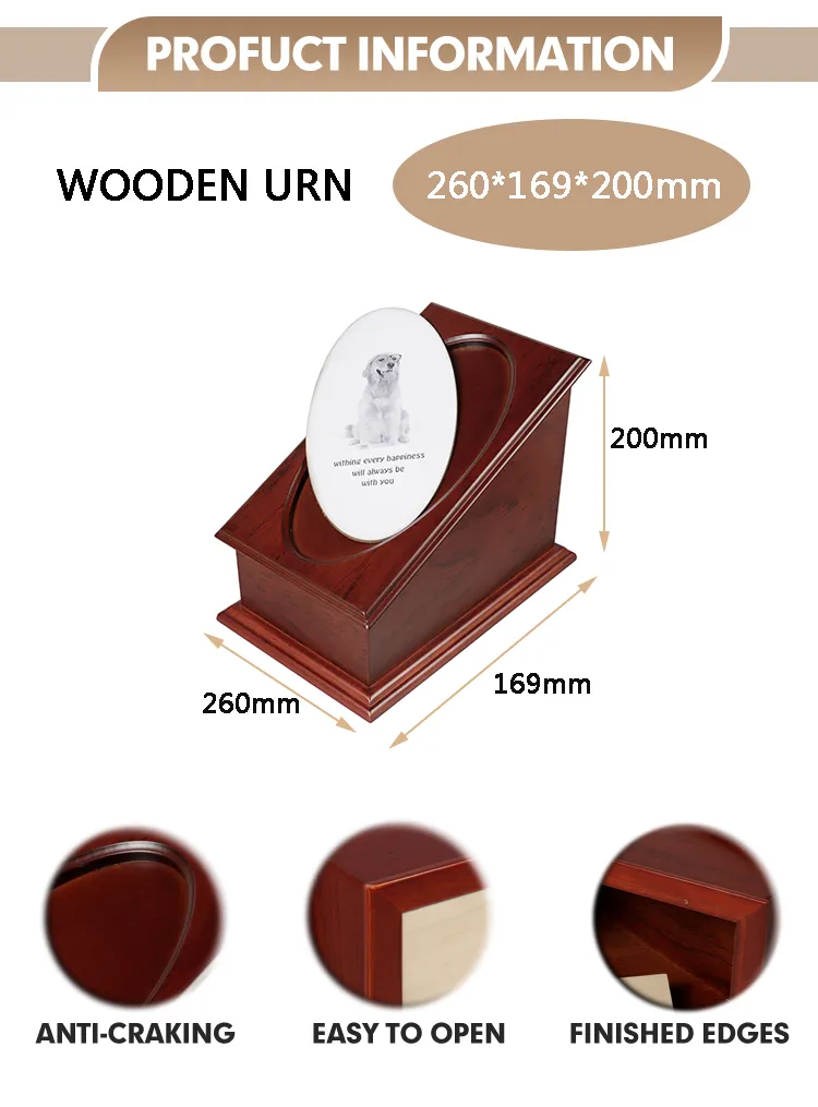 Zhihe Unique-Designed Pet Urn with Detachable Base for Metal Plaques Photos Personalized Memorial Container for Pet Ashes.