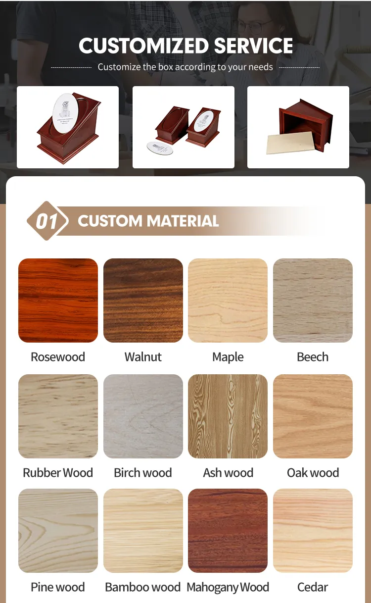 Elegant Rosewood MDF Cremation Urn with Photo Frame