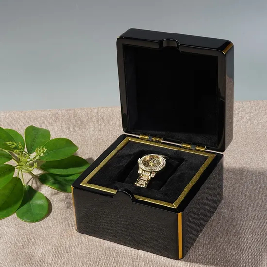 Wholesale Factorary Price High Quality Removable Lining Custom Laser Logo Black Smart Watch Wooden Watch Boxes for Men