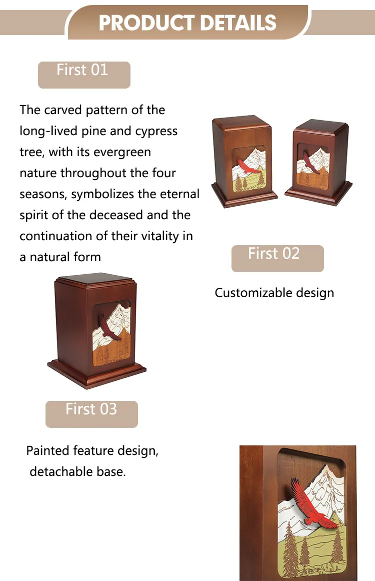 Elegant Rubberwood Pet Urn with Sliding Lid for Ashes