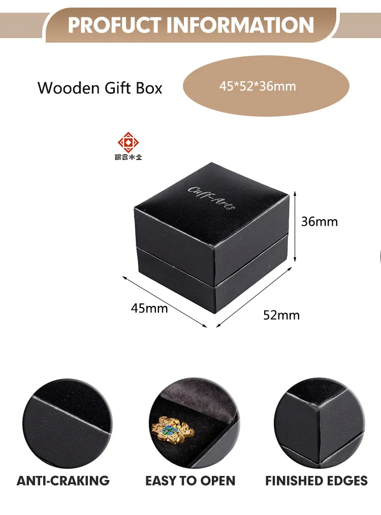 Factorary Price High Quality Custom Small Wooden Jewelry Box Cufflinks &amp; Trinket Gift Storage Packaging Box