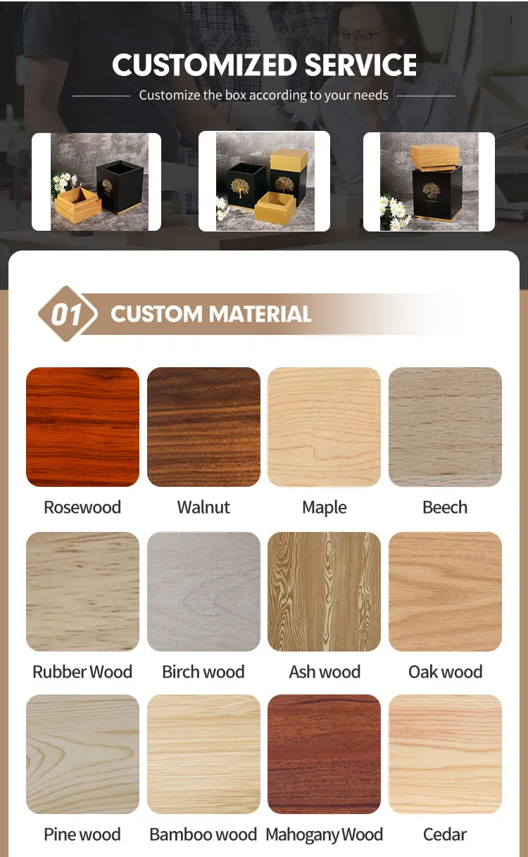 High Quality Custom Logo MDF Urn Box Biodegradable Pet Casket &amp; Urn for Plants Handmade Wooden Pet Memorial Coffin