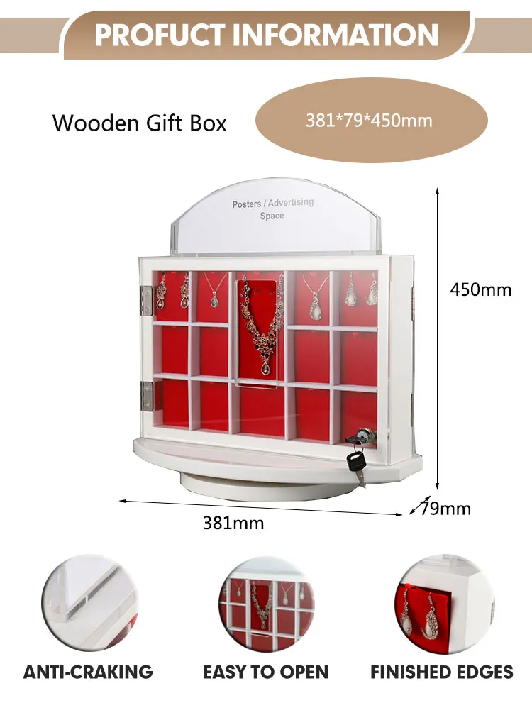 Elegant Wooden Piano Lacquer Jewelry Box for Necklaces