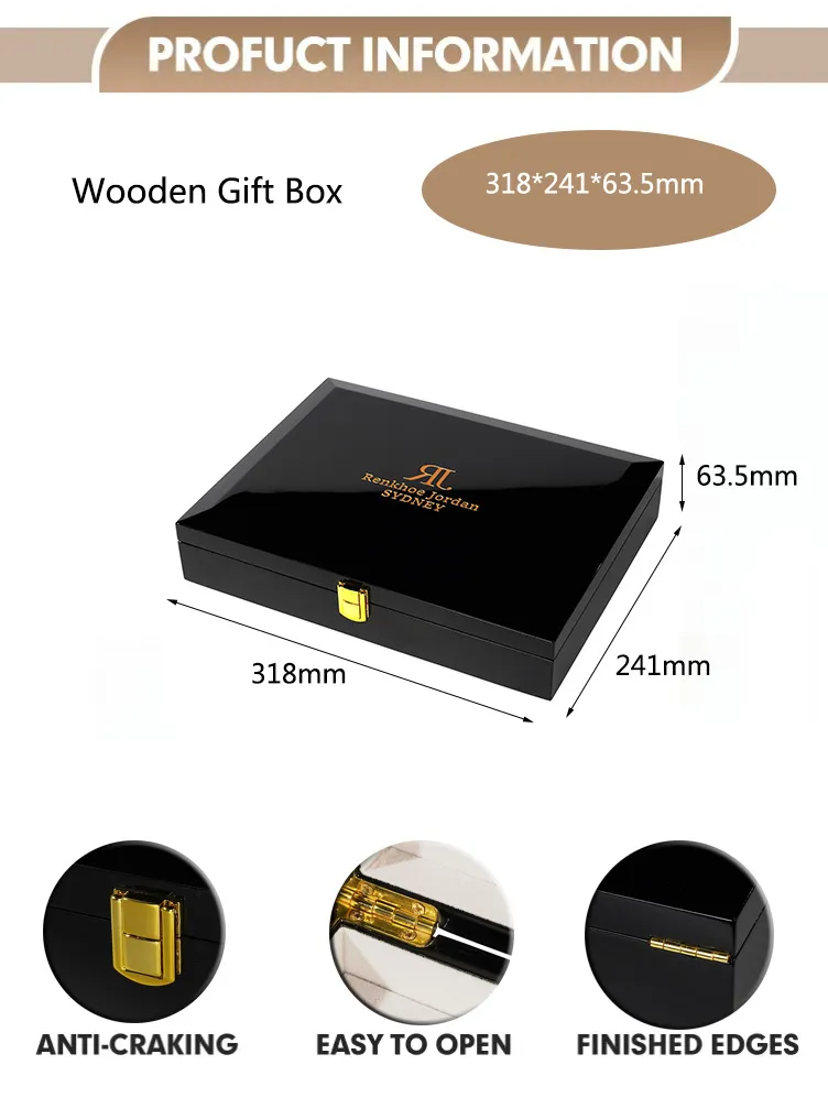Elegant High Gloss Wooden Gift Box with Secure Lock