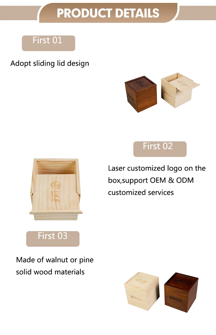 Excellent Quality Simple Retro Walnut Solid Small Craft Wood Gift Box with Sliding Lid Wholesale