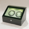 Classic Dual Watch Winder Wooden Box Beech Wood Auto Sensor PU Padding Dual Direction Rotation Quiet Operation Digital Display Watch Storage Case