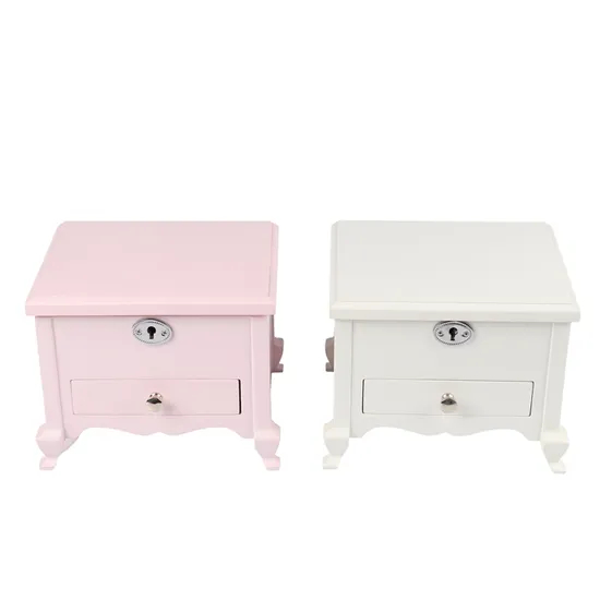 Jewelry Box Wooden Gifts of Music Box Wood High Quality Custom New Rectangle OEM ODM Custom Design Pink / White Color Carton
