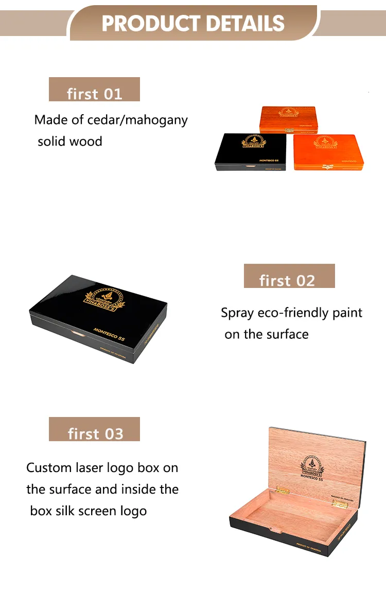 Customized Luxury Design Wooden Cigar Humidor Storage Box Cedar Cigar Box