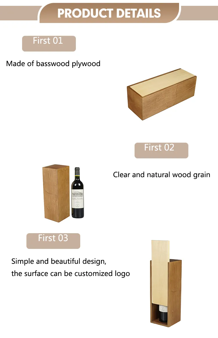Luxury Custom Logo Popular Wooden Wine Packaging Case Wooden Storage Gift Wine/Whiskey/Brandy Liquid Box