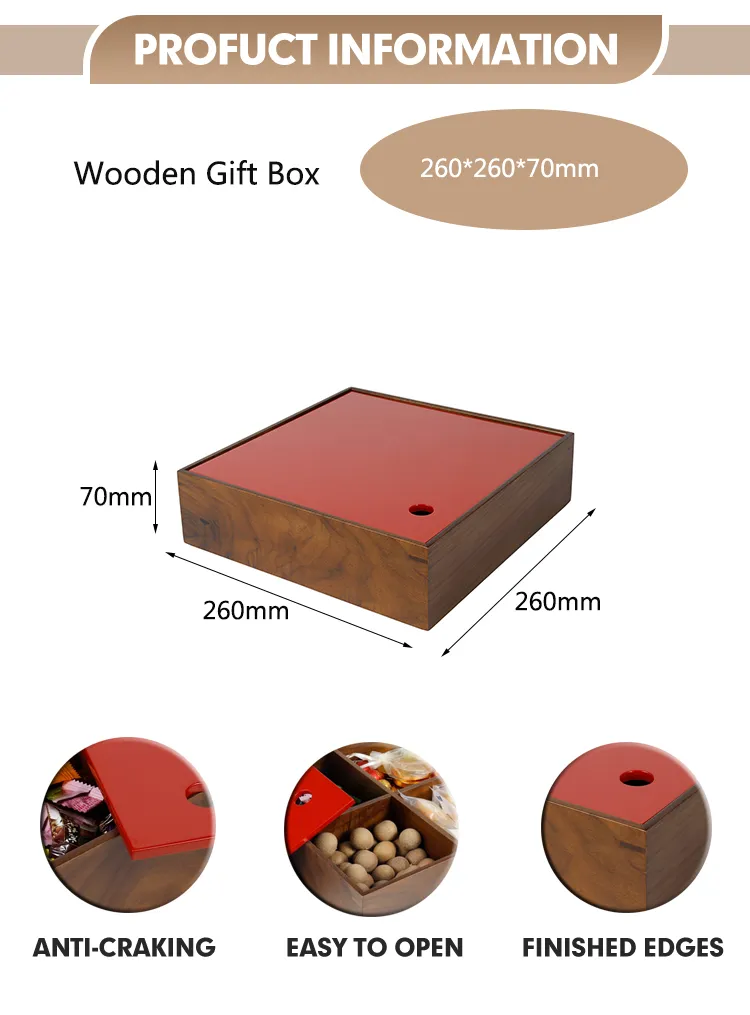 Wholesale Custom Solid Wooden Gift Boxes Memory Boxes Handmade Rustic Laser Engraved Blanks Case Handmade Wooden Storage Boxes with 4 Compartment