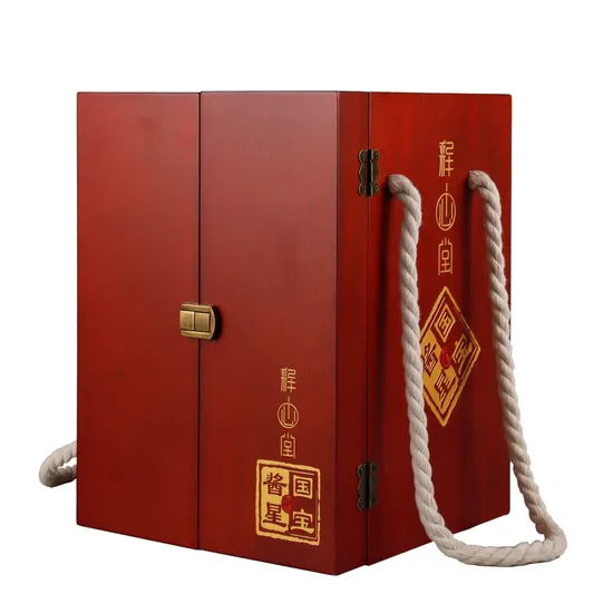 Wholesale Luxury Red Wine Glass with Bottle Box Storage Red Wood Blanks Wine Packaging Gift Box