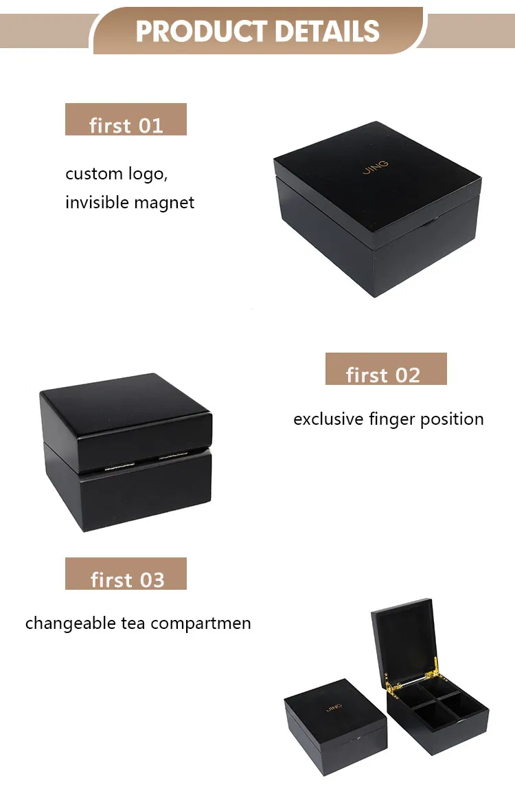 Stylish Wooden Tea Storage Box with Customizable Lid Design