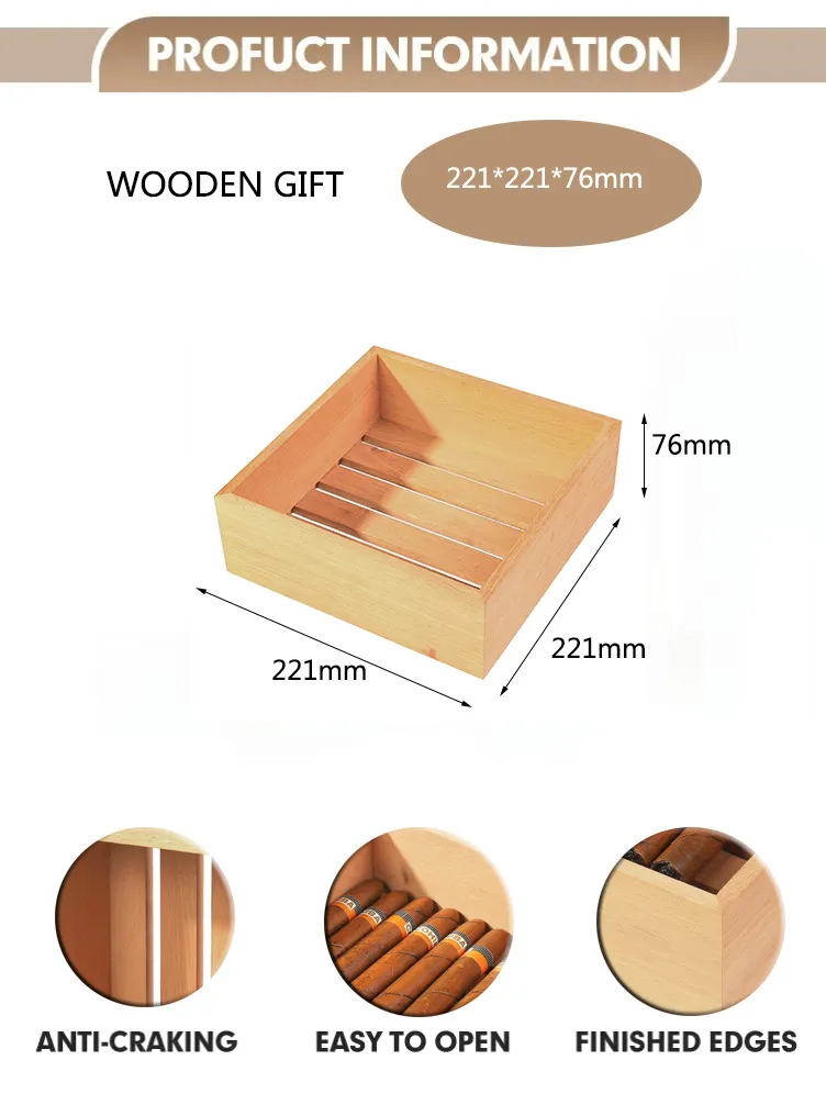 Premium Wooden Cigar Humidor Storage Gift Packaging Box Cigarette Case with Humidor and Accessories