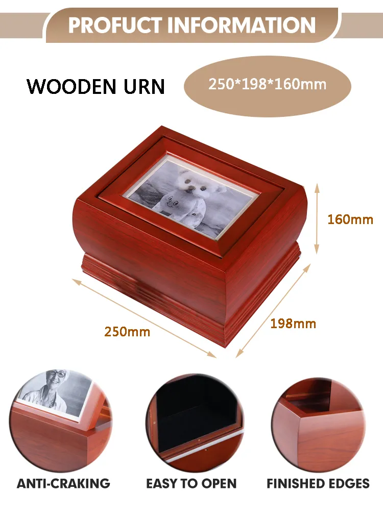 2025 New Arrival Factory Price Wooden Funeral Supplies Wood Cremation Pet Urns for Human Ashes