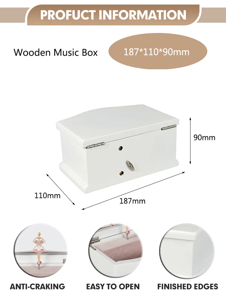 Personalized Pink High-Quality Wooden Storage Jewelry Packaging Music Gift Box Custom Ballet Girl Spinning Wind up Music Box for Chiristmas &amp; Brithday Gift
