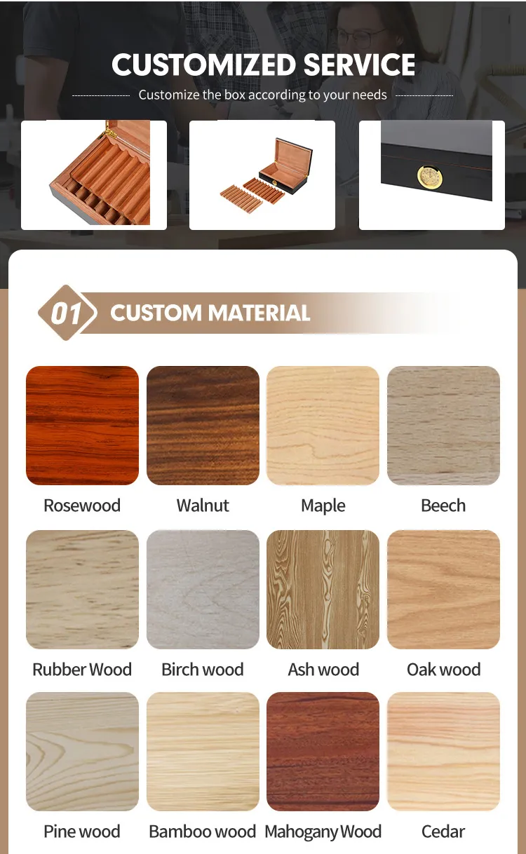 Wholesale Wood Cigar Humidor Custom Solid Wood Packing Box Piano Paint Gift Box High-End Tea Box Gift Box