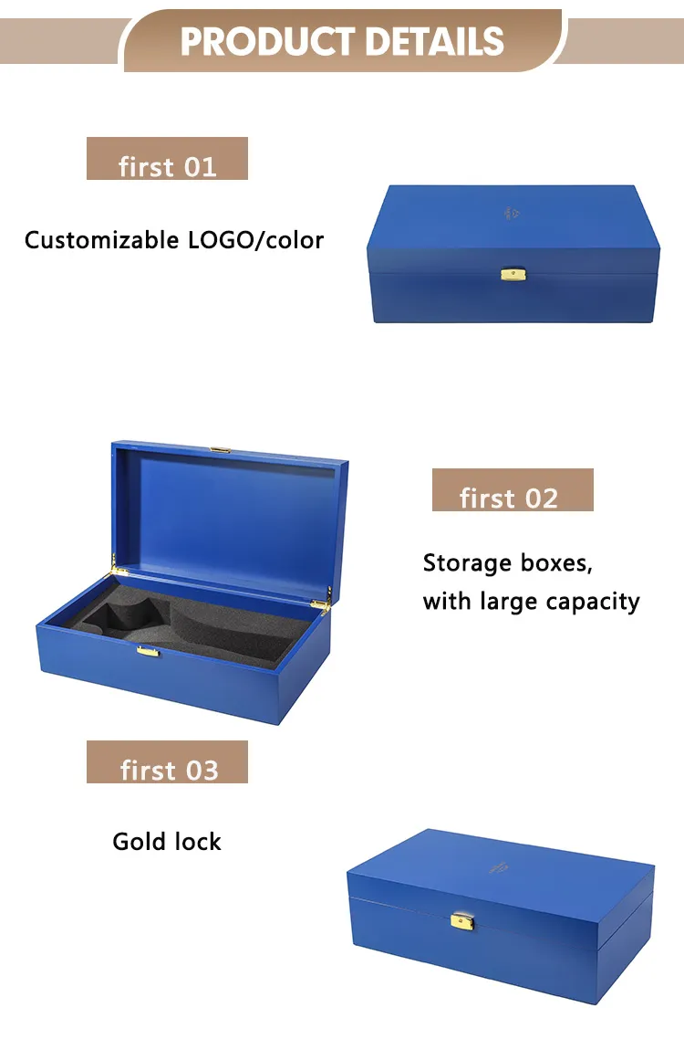 Premium Blue Lacquer Jewelry Watch Organizer with Custom Logo