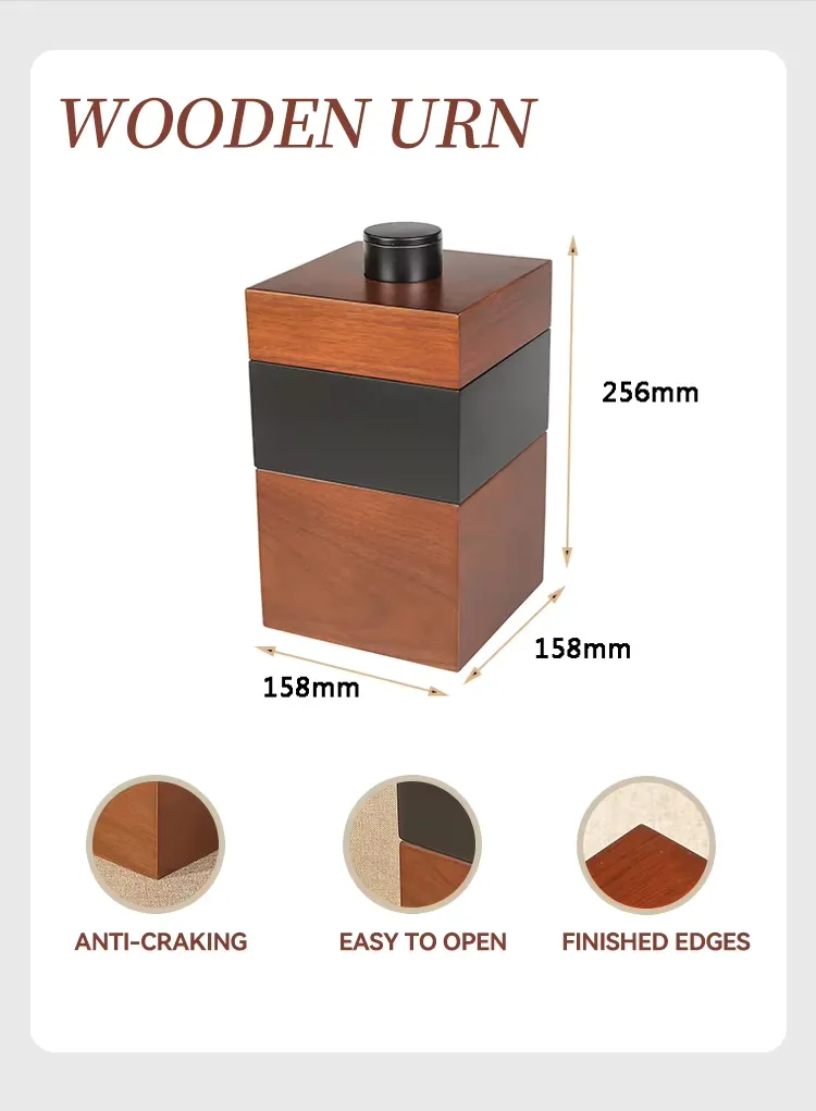 Zhihe Ashes Packaging Box Custom Cremation Wooden Souvenir Urn Advanced Workmanship Rectangular Adult Carton Customized Logo
