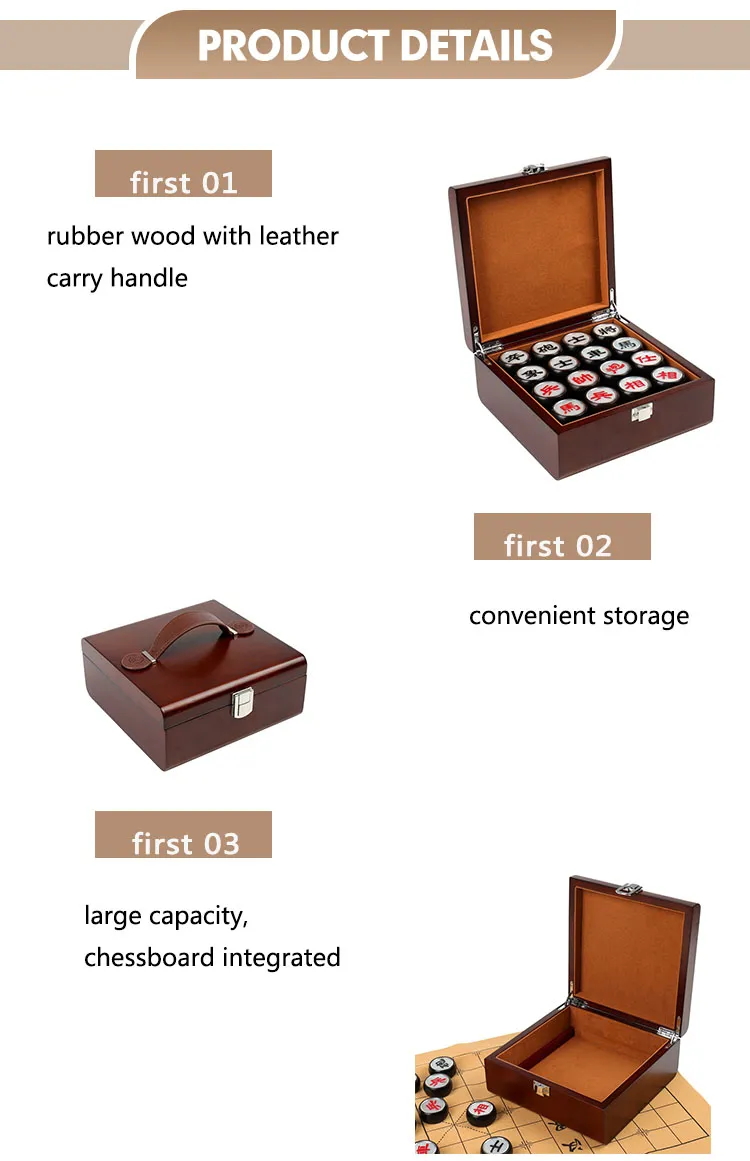 Style Chess Set Wooden Gift Box with Wooden Logo Wood Box Product with Hinged Lids Luxury Chinese Carton Handmade Customized