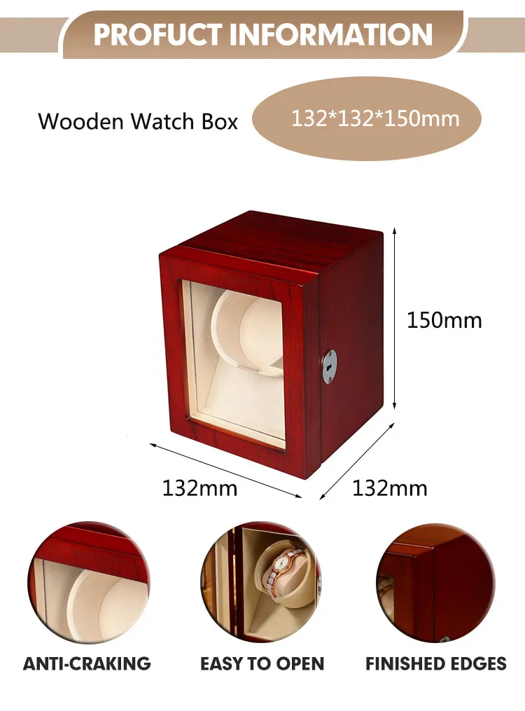 Luxury Wooden Watch Storage Box with Silent Motor Rotation