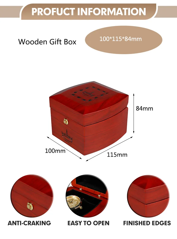 Luxury Red Varnish Classy Wooden Watch Packaging Box Wood Display and Storage Gift Case