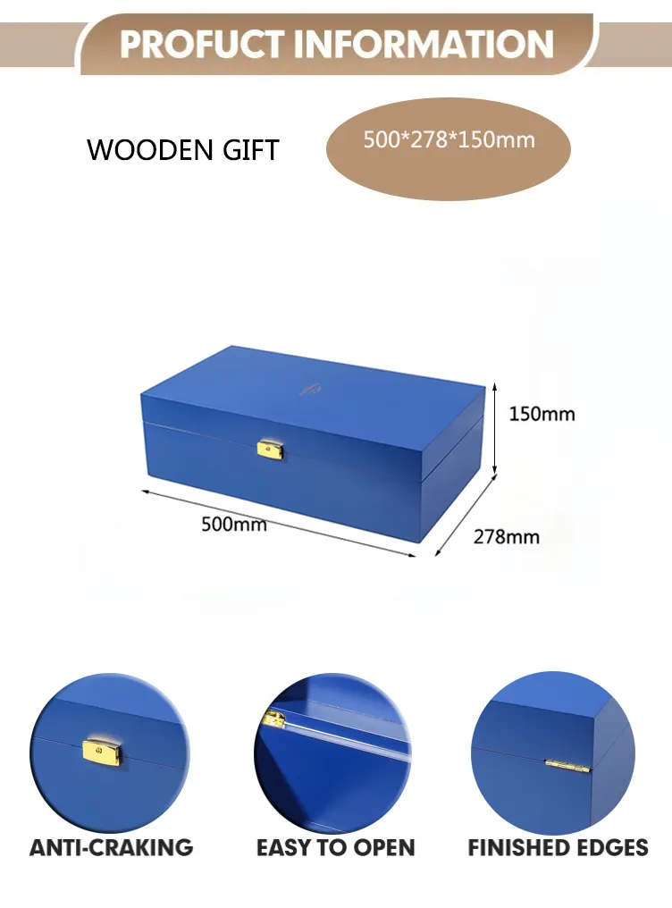 2025 New Arrival Custom blue Wooden Storage Box Luxury Large Wooden Boxes for Gifts Shoe Perfume