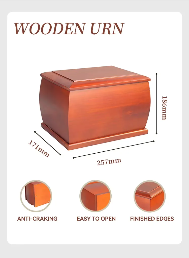 Elegant Wooden Casket for Pet and Human Cremation Urn