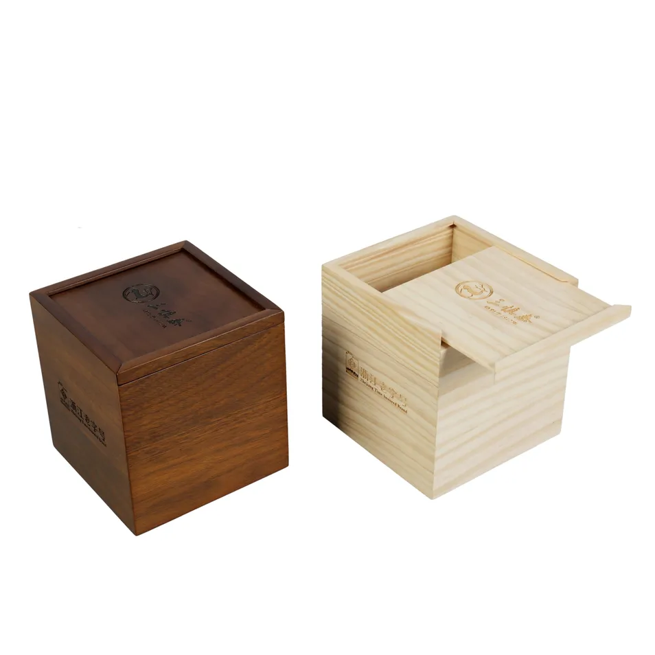 Hot Selling Custom Packaging Supplier Sliding Lid Wooden Storage Box Walnut Wood Wine Gift Box
