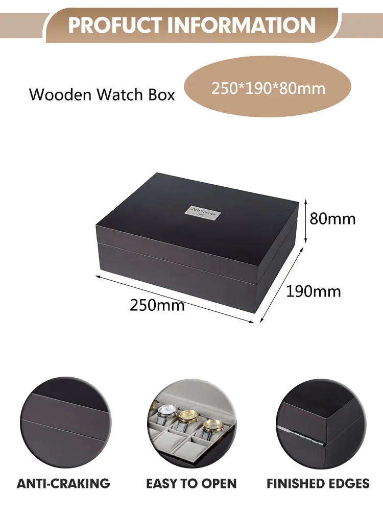 Elegant Wooden 8-Slot Watch Display Box for Luxury Storage