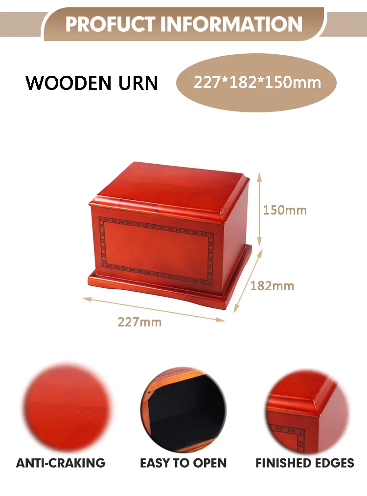 New Design Productos Para Mascotas Funeral Supplies Casket Pet Cremation Packaging Box Dog Urns Wood Cremation Ash Urn Funeral Box