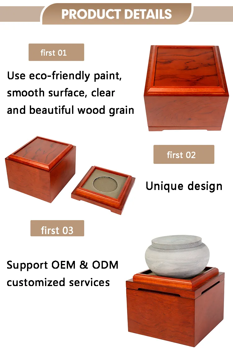 Customized Handmade Unique Design Wood Cremation Urn for Ashes