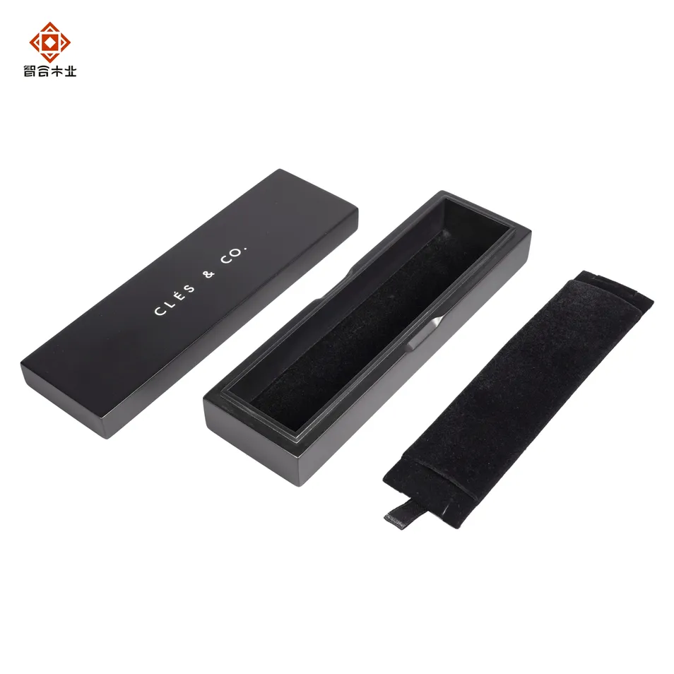 High Quality Handmade Black Matte Paint Custom Laser Logo Small Wooden Necklace Jewelry Boxes