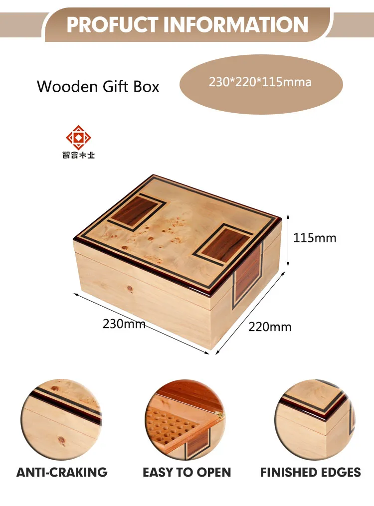 Premium Mahogany Cigar Box with Custom Logo for 35 Cigars