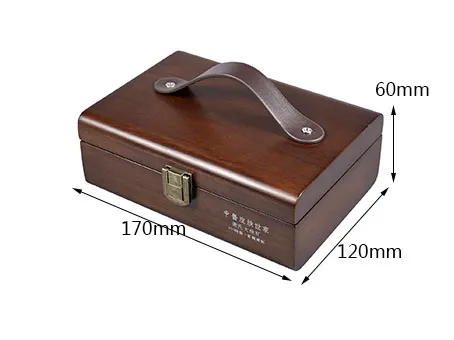 Factory Handmade PU Leather Handle Gift Packaging Custom Logo Rubber Wood Small Gift Box