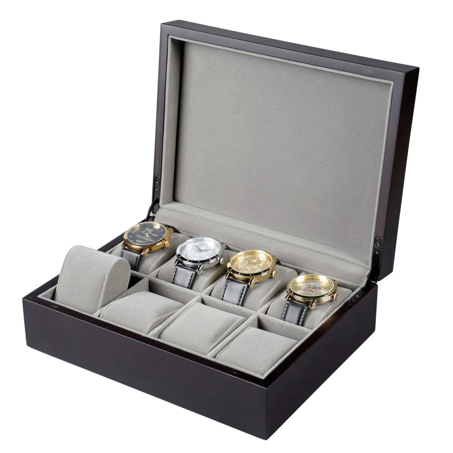 Wholesale Custom Logo Exquisite Men's Watch Packaging Box with 8 Slots Wristwatch Case