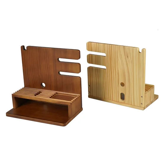 Elegant Natural Wood Bookshelf and Key Holder Organizer
