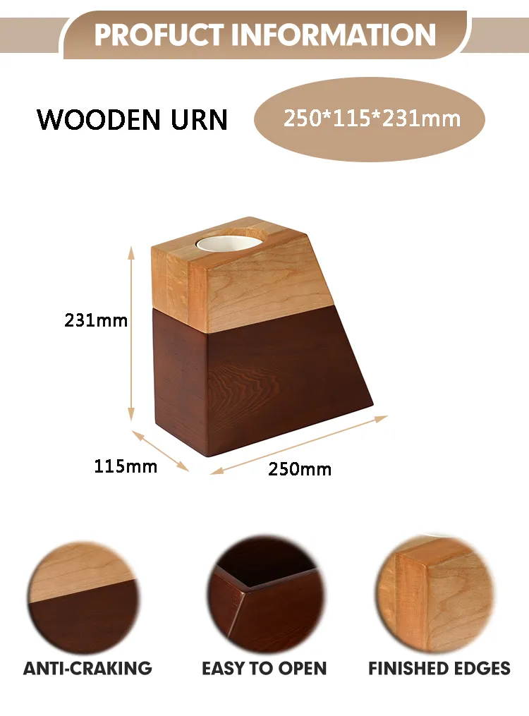 Wholesale Customizable Solid Wood Cremation Funeral Urn for Cats Dogs Ashes Pet Urn Wooden Human Urns