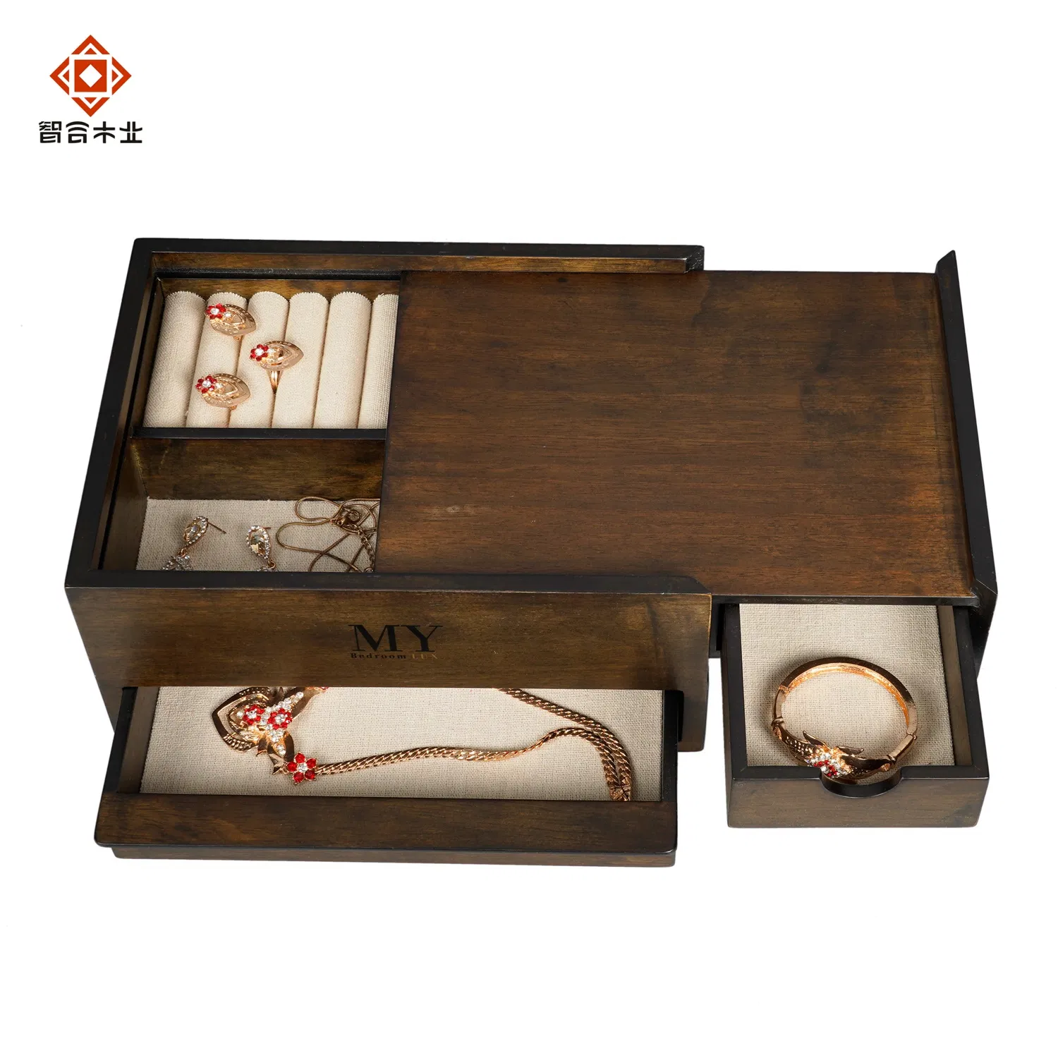 Elegant Handmade Walnut Wood Jewelry Storage Box for Organizing