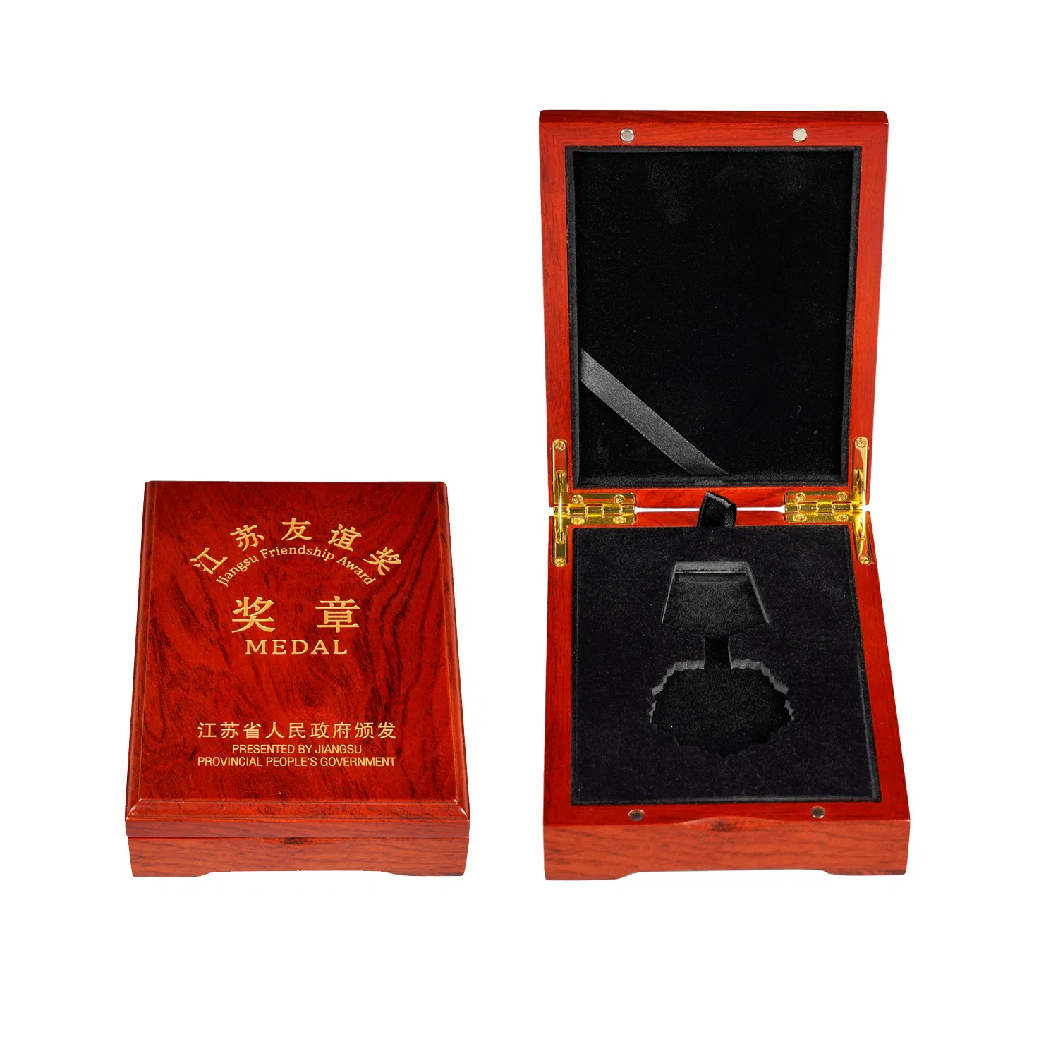 Luxury Rosewood Custom Laser Logo Single Badge Packaging Wooden Coin Box