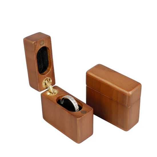 Vintage High Quality Luxury Walnut Solid Wood Brown Small Single Jewelry Wooden Ring Gift Box