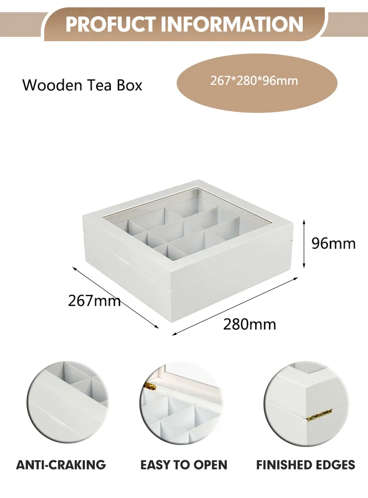 Stylish Wooden Tea Bag Organizer with Removable Lining