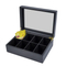 Factory Wholesale Acrylic Lid Black 8 Compartments Rectangle Custom Wooden Tea Packing Boxes