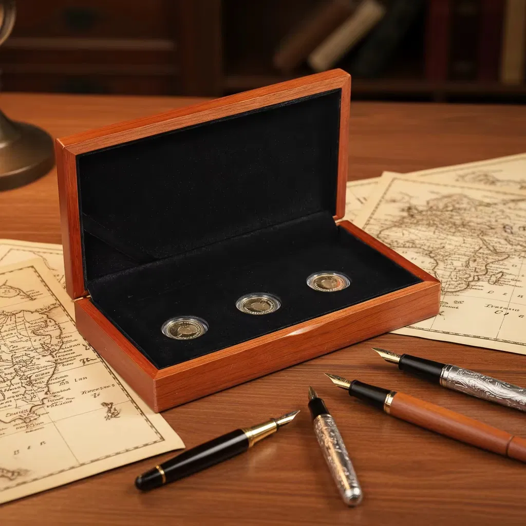 Elegant Solid Wood Jewelry Box for Gift Packaging and Coin Collection