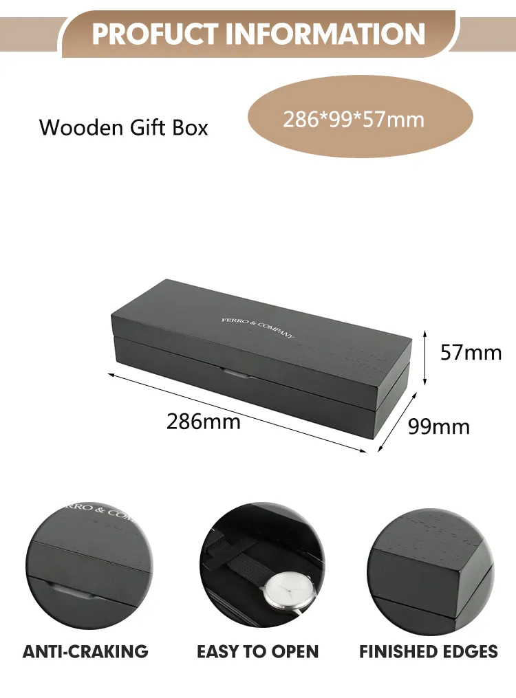 Elegant Wooden Watch Box with Transparent Design and Golden Hinge